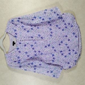 H178 Talbots lavender floral dotted Swiss blouse PM